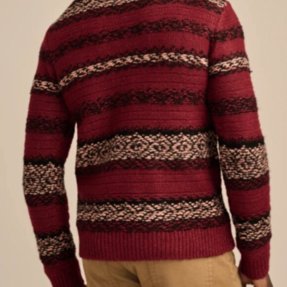 Lucky Brand Men's Cabernet Fair Isle Jacquard Wool Crew Neck Sweater Size L - Picture 2 of 7